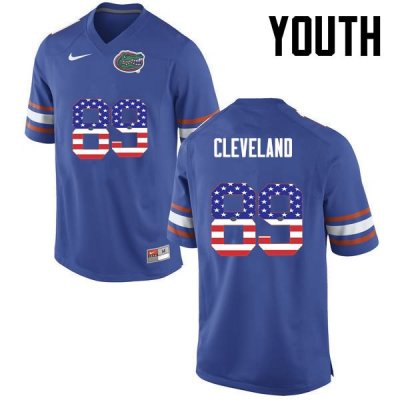 Youth Florida Gators #89 Tyrie Cleveland NCAA Nike Blue USA Flag Fashion Authentic Stitched College Football Jersey LTK6062OC